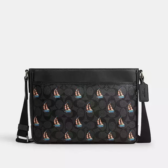 Coach District Crossbody Bag In Signature Canvas with Sailboat Print - Picture 1 of 16
